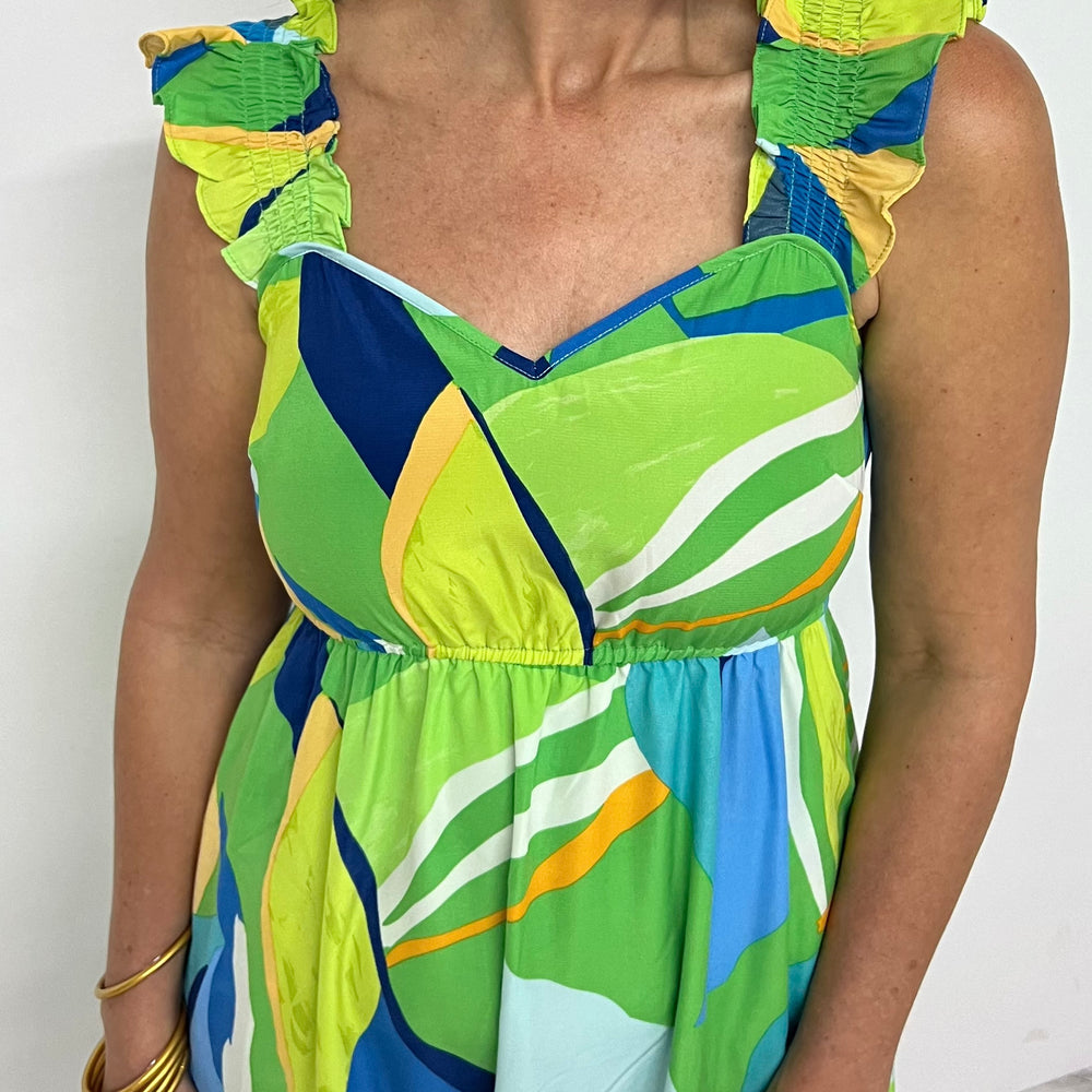 
                  
                    Tiki Green Print Sweetheart Dress- FINAL SALE
                  
                