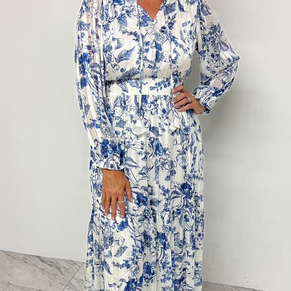 Vineyard Blue + White Maxi Dress