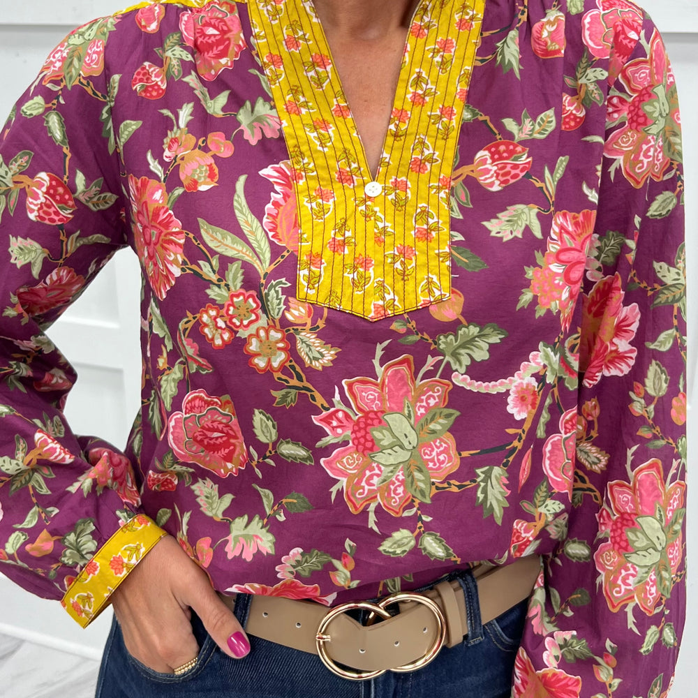 Lagos Mixed Print Floral Top