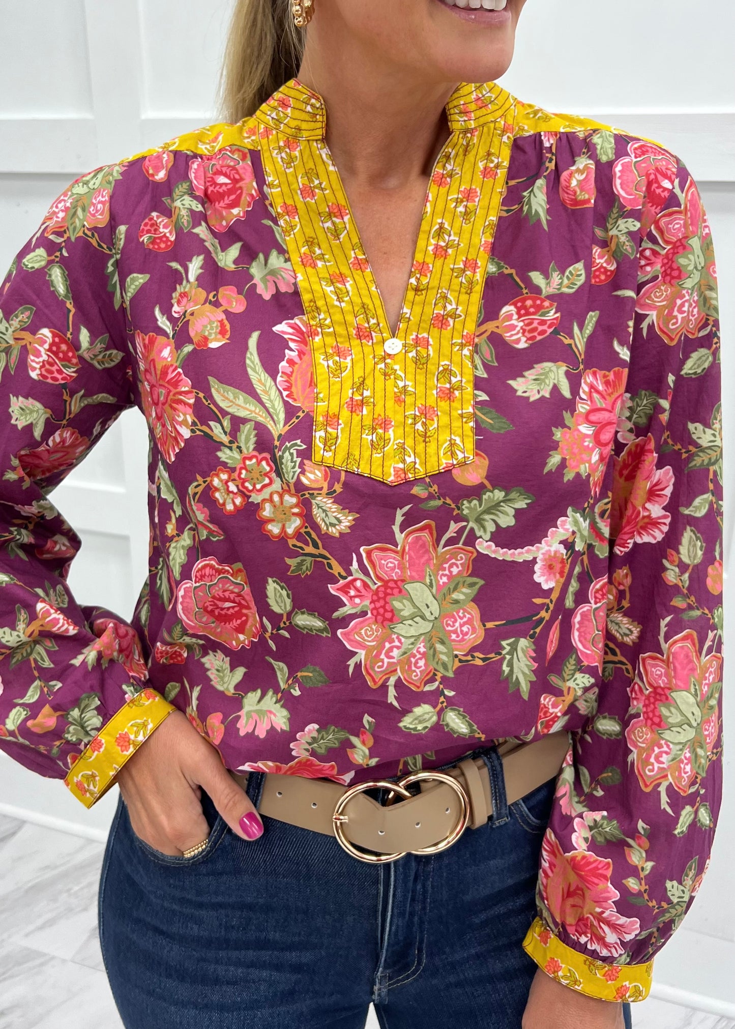 Lagos Mixed Print Floral Top