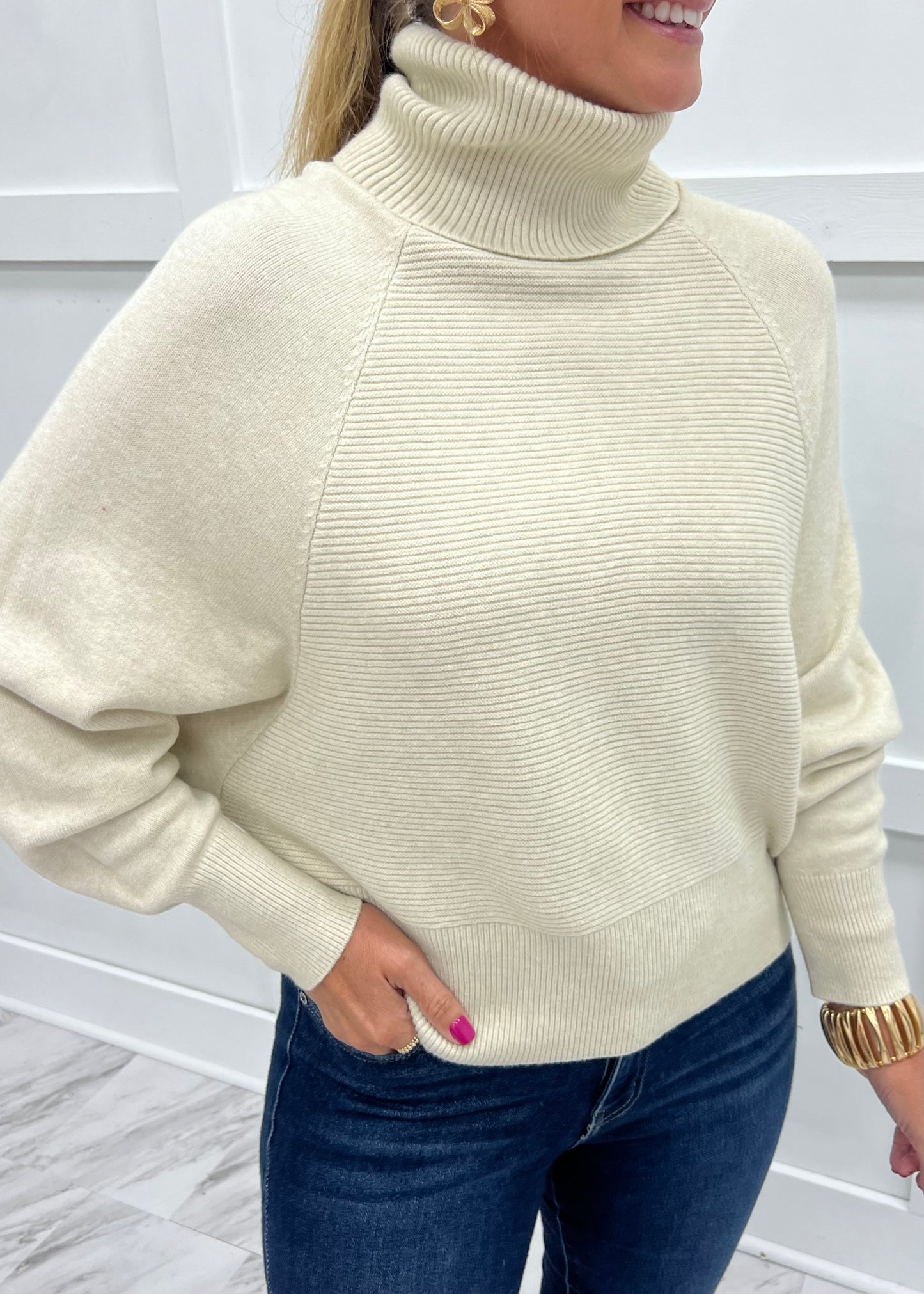 Park City Turtleneck Top (Oatmeal)