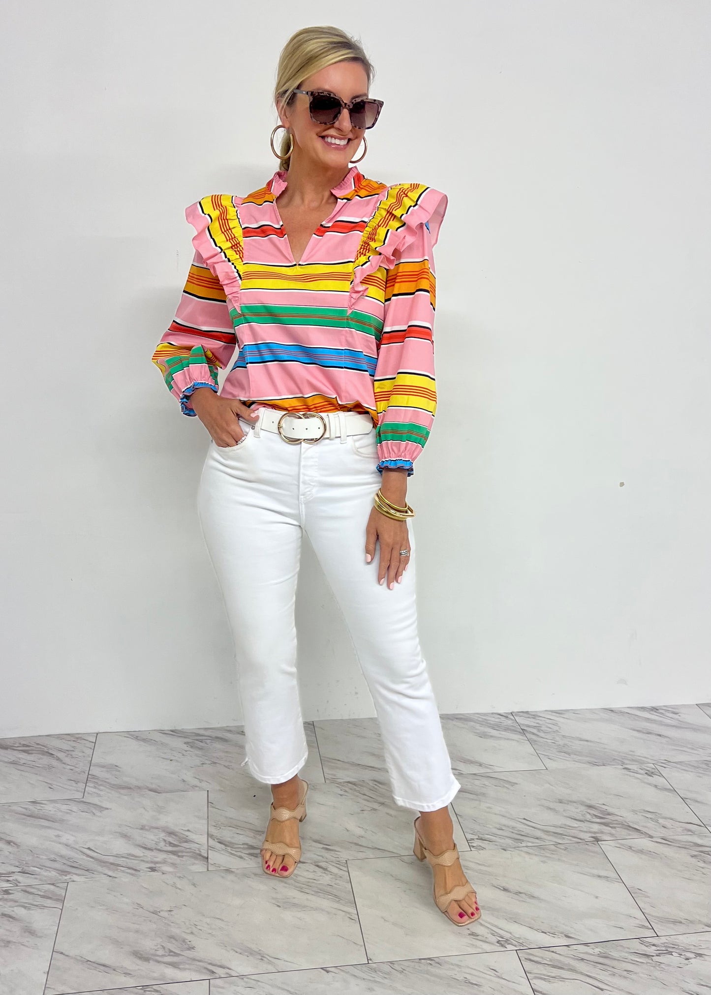 Viya Stripe V.Neck Top