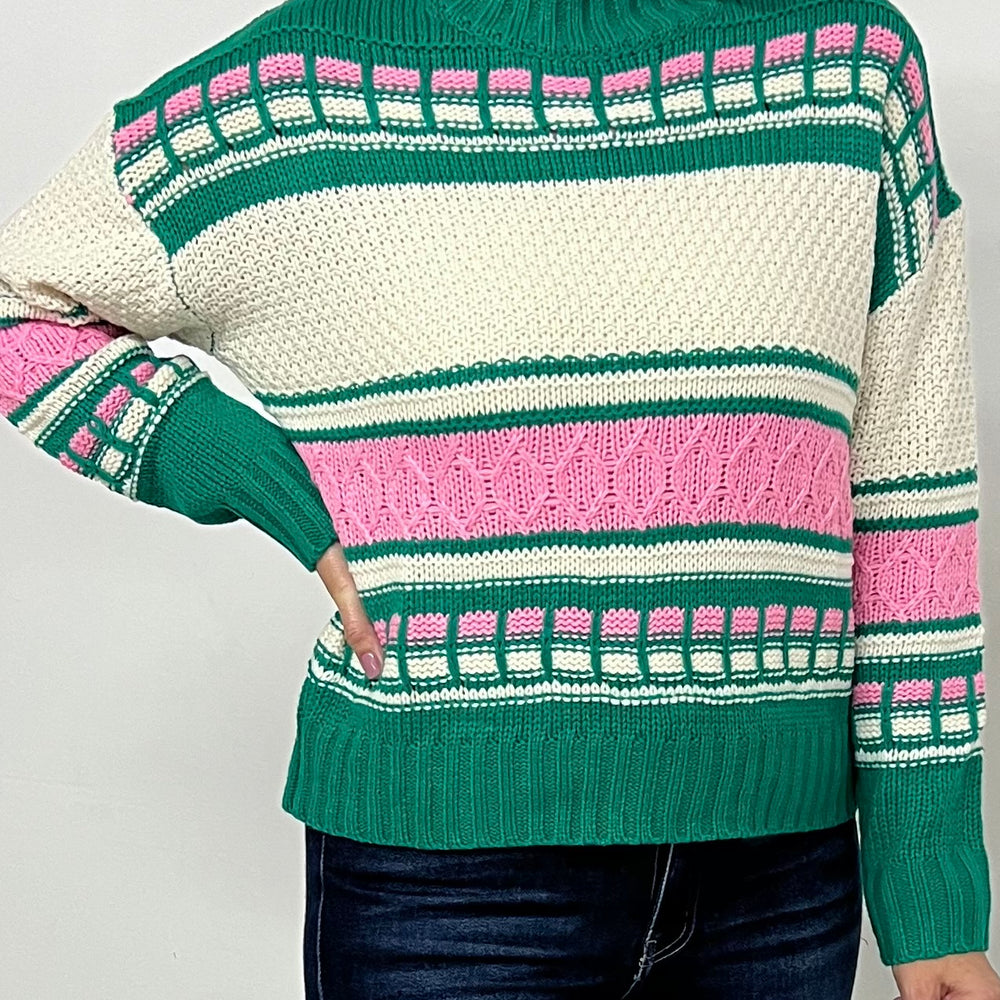 
                  
                    Perfectly Preppy Pink + Green Sweater
                  
                