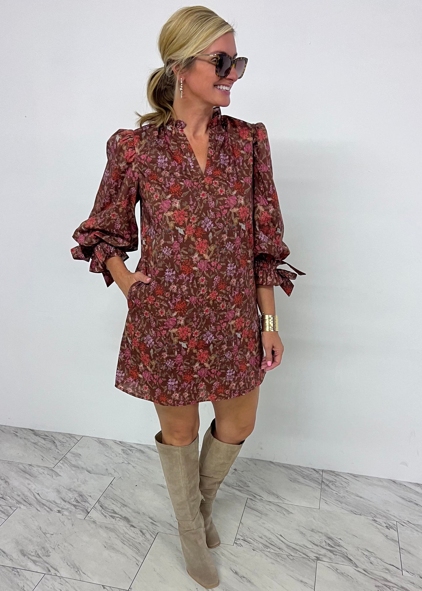 Ever After Floral Tie Sleeve Dress