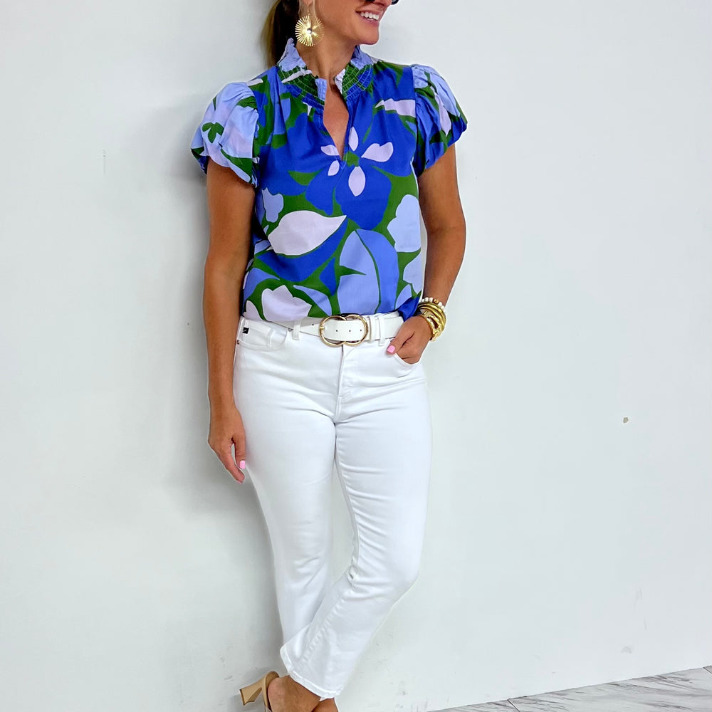 Penny Print + Smocked Top