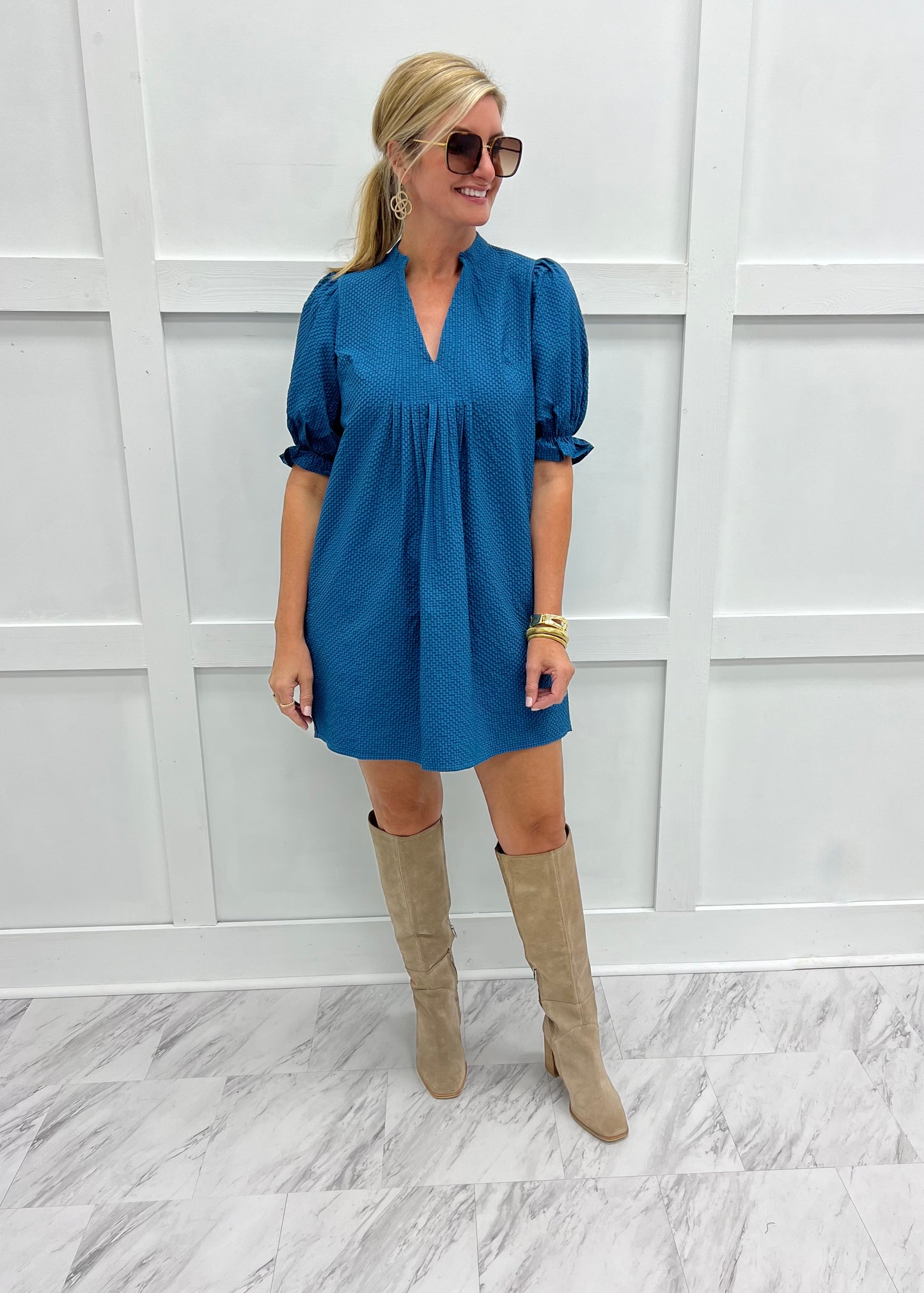 Vivian V.Neck Dress (Teal)