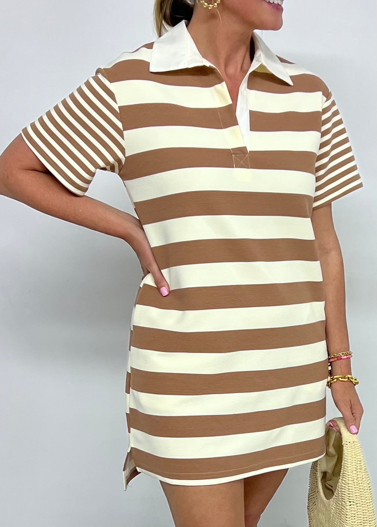 GiGi Taupe Stripe Dress