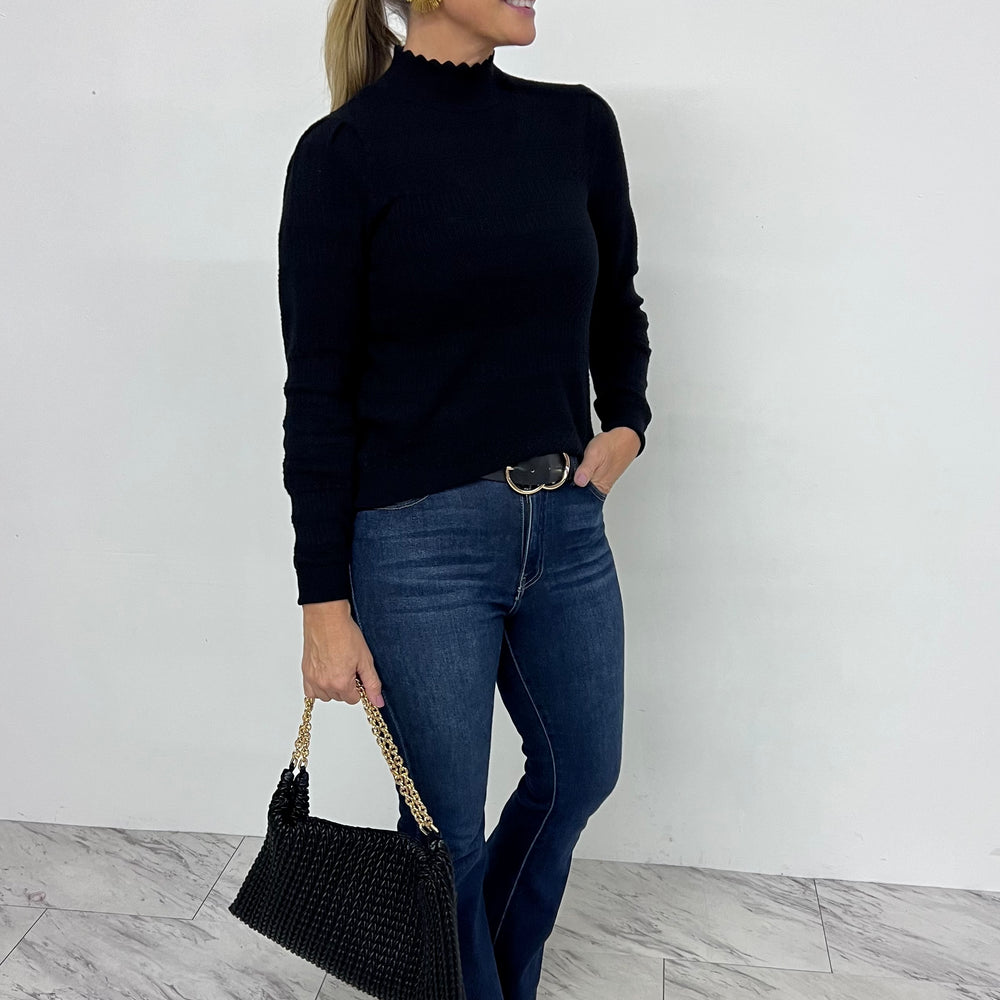 
                  
                    Kennedy Black Pointelle Mock Neck Top
                  
                