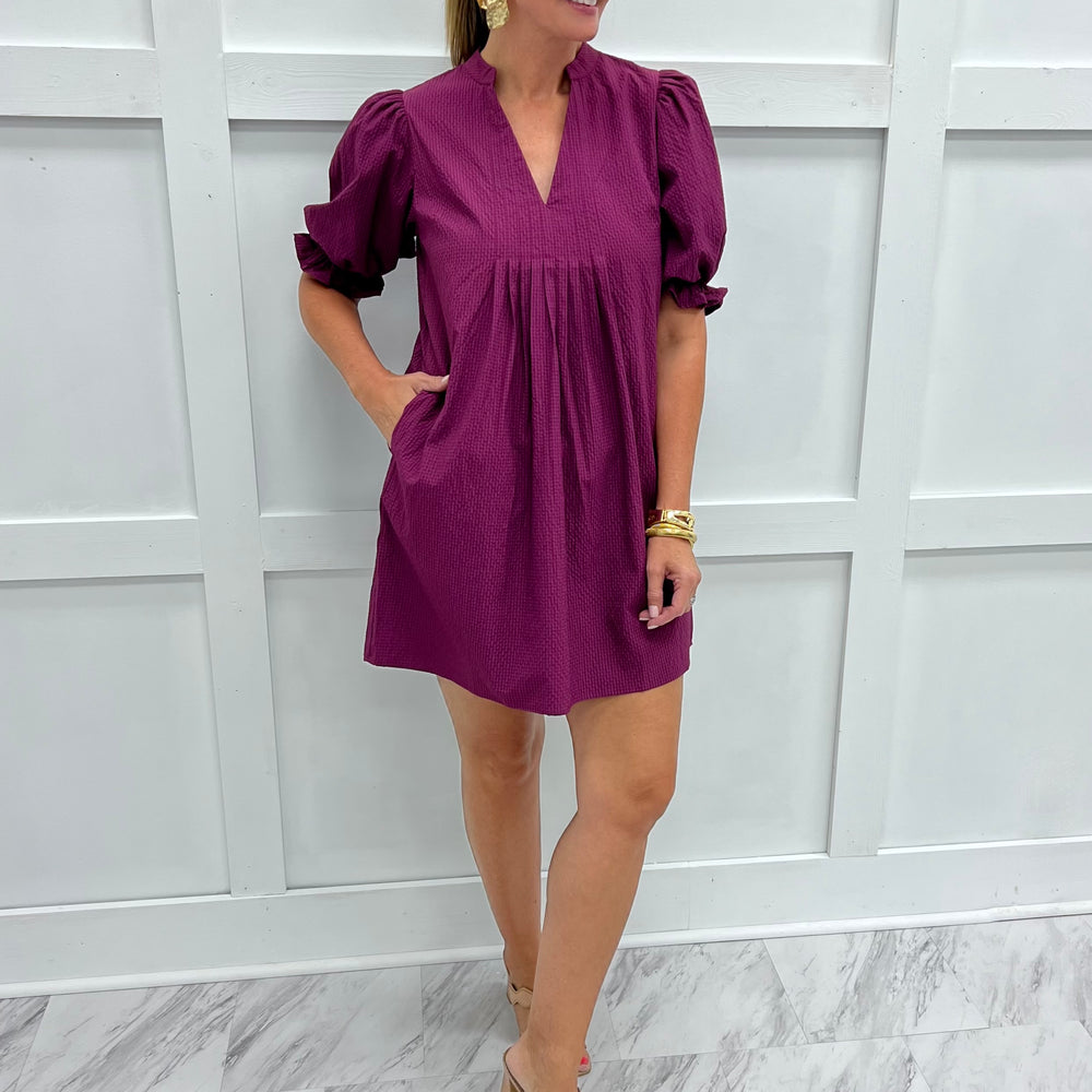 Vivian V.Neck Dress (Berry)
