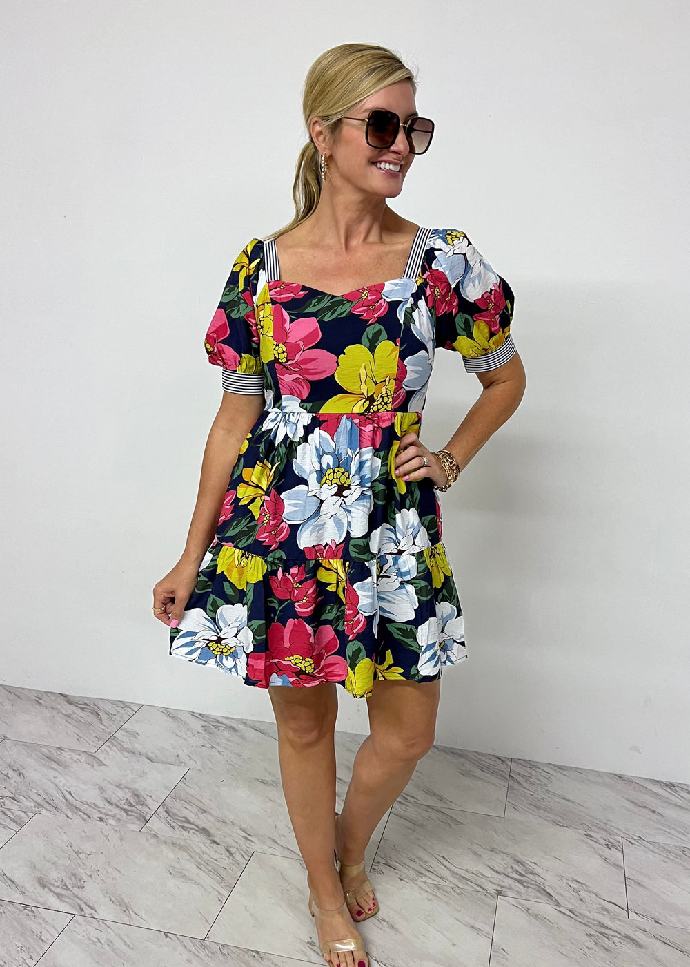 Hadley Floral + Stripe Dress