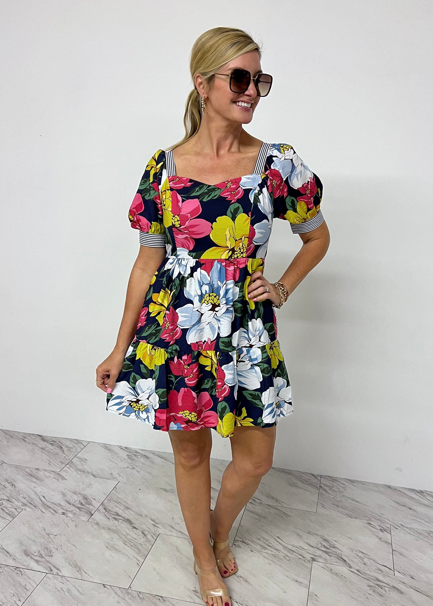 Hadley Floral + Stripe Dress