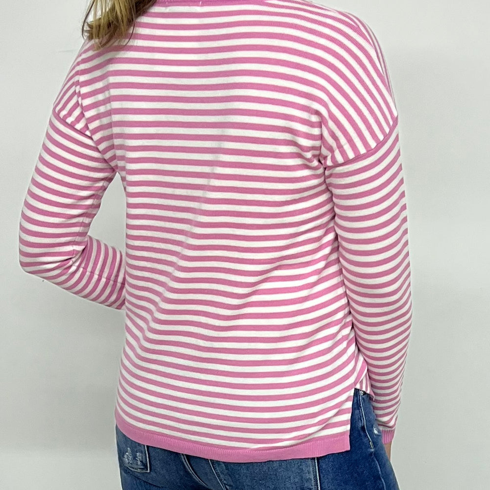 
                  
                    Pacific Pink Stripe Sweater
                  
                