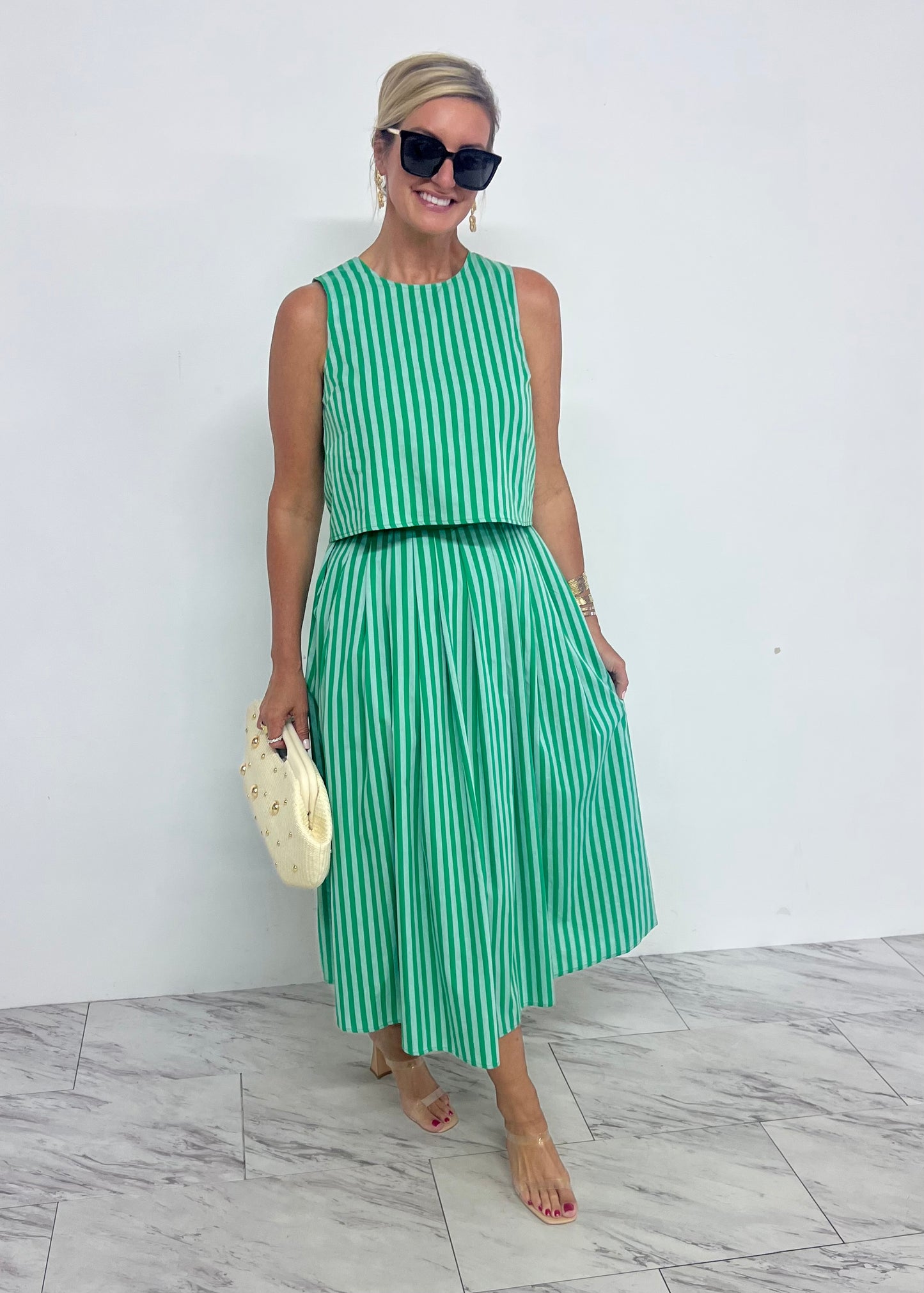 Saylor Stripe Skirt (Green)
