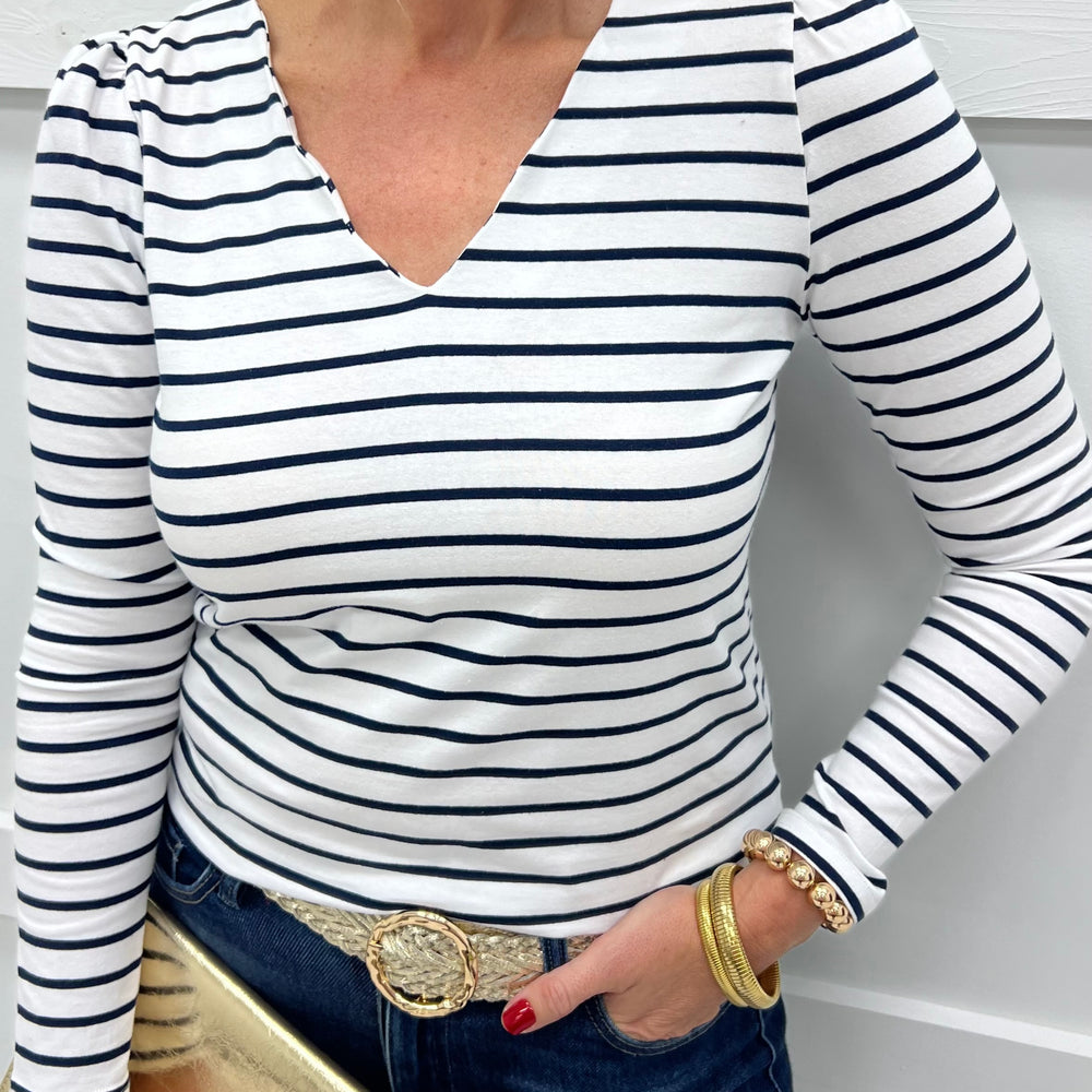 
                  
                    Savannah Stripe + Scallop Top
                  
                