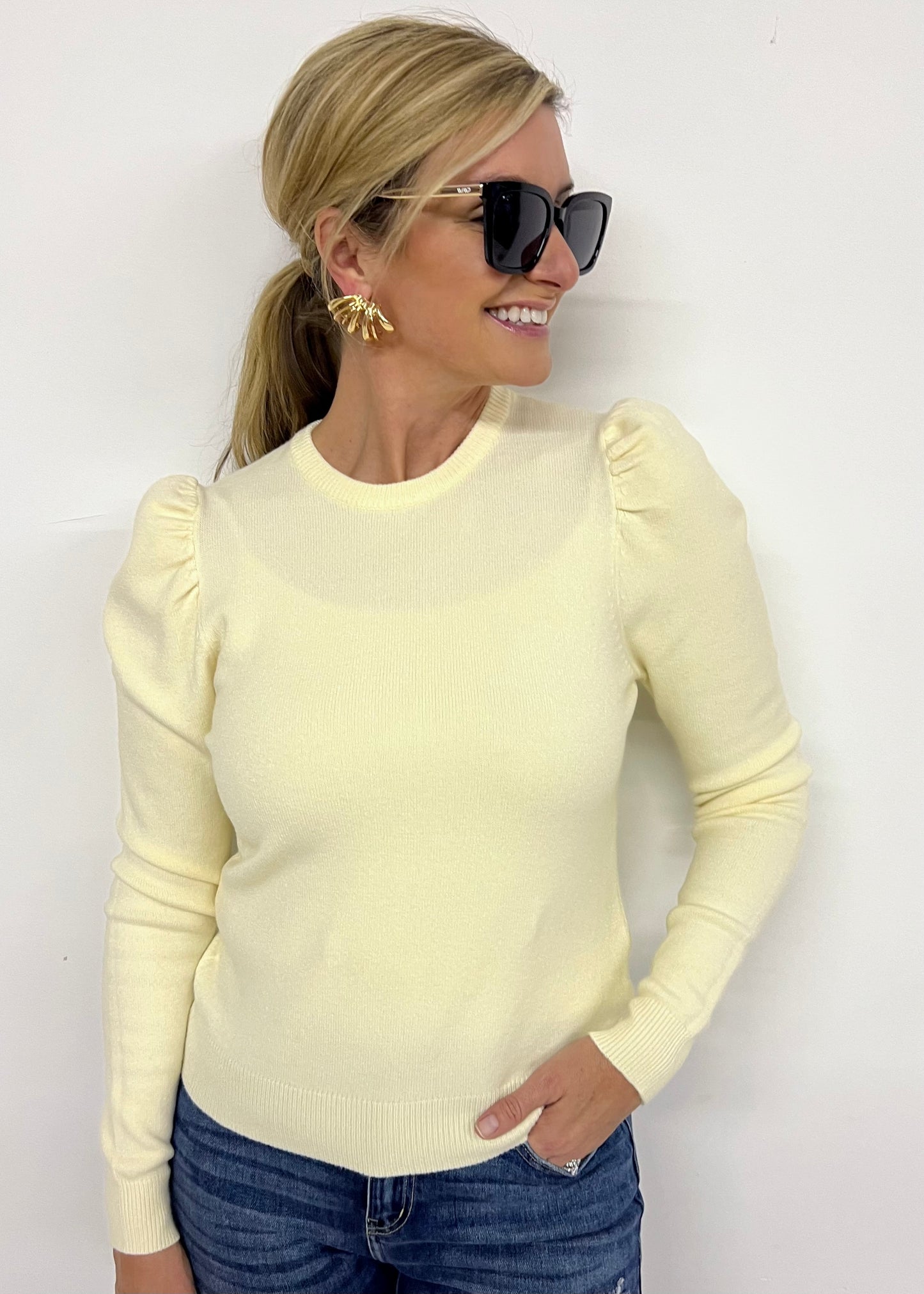 Mercer Puff Sleeve Sweater (Ivory)