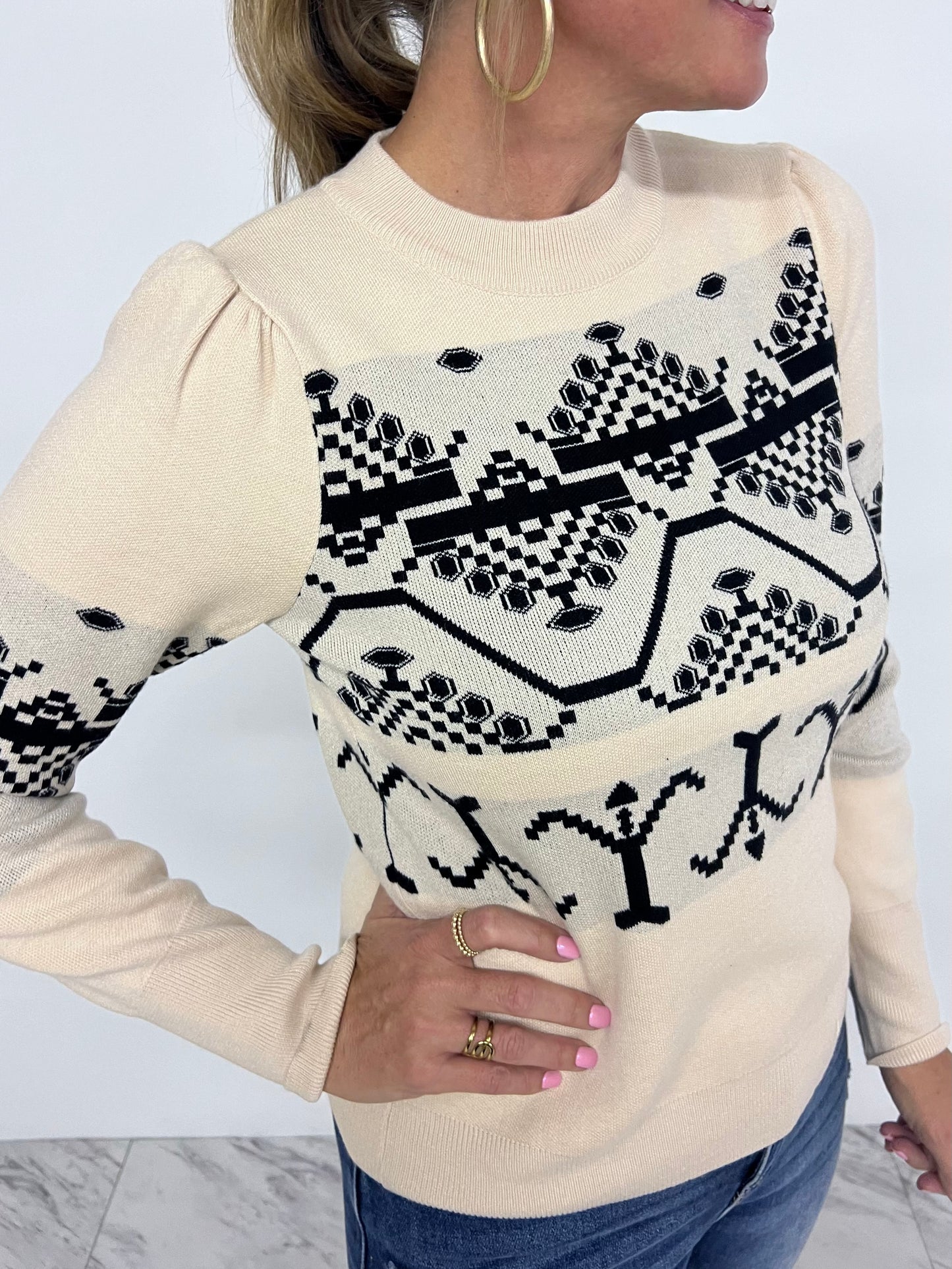 James Knit Pattern Sweater-FINAL SALE