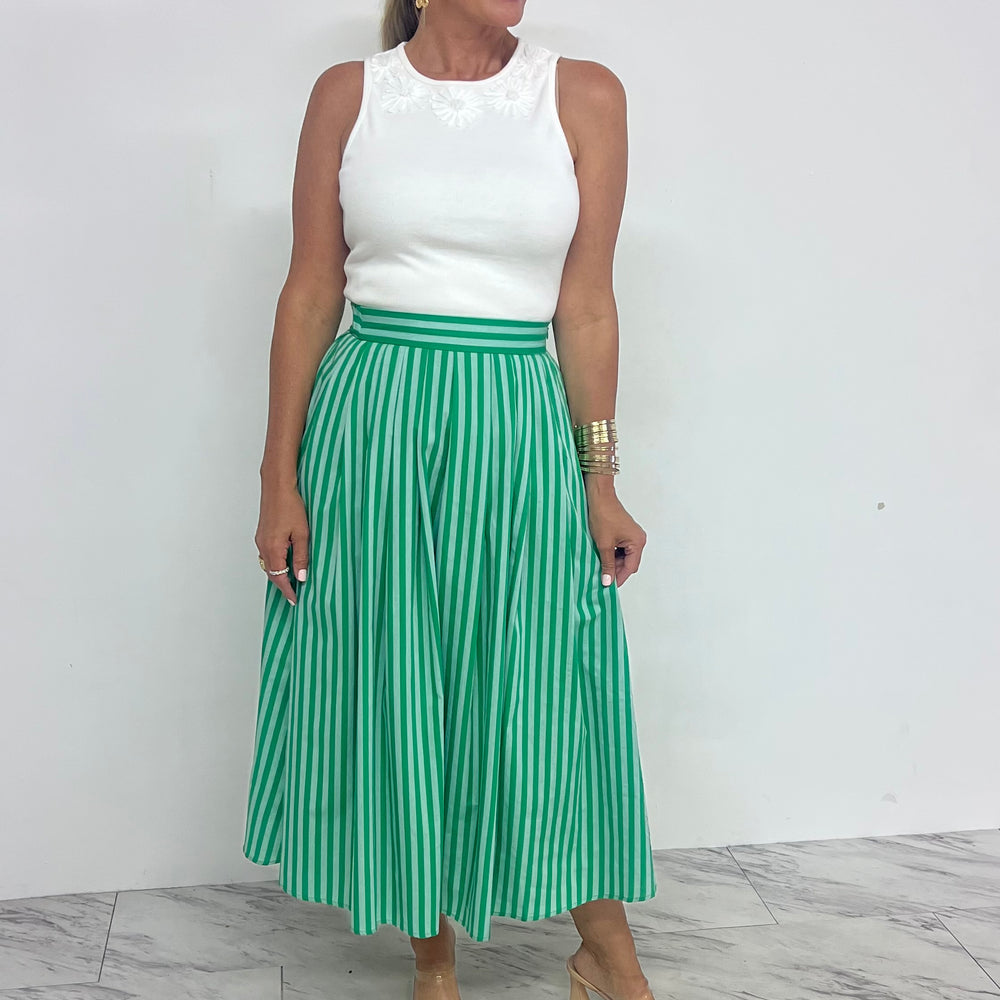 
                  
                    Saylor Stripe Skirt (Green)
                  
                