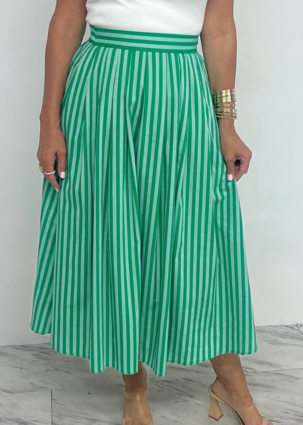Saylor Stripe Skirt (Green)