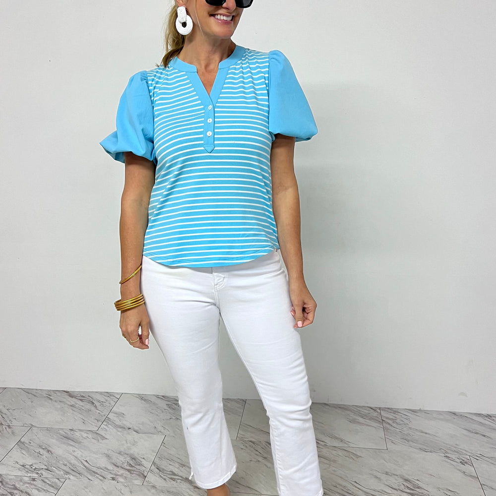 Aqua Water Stripe Top - FINAL SALE