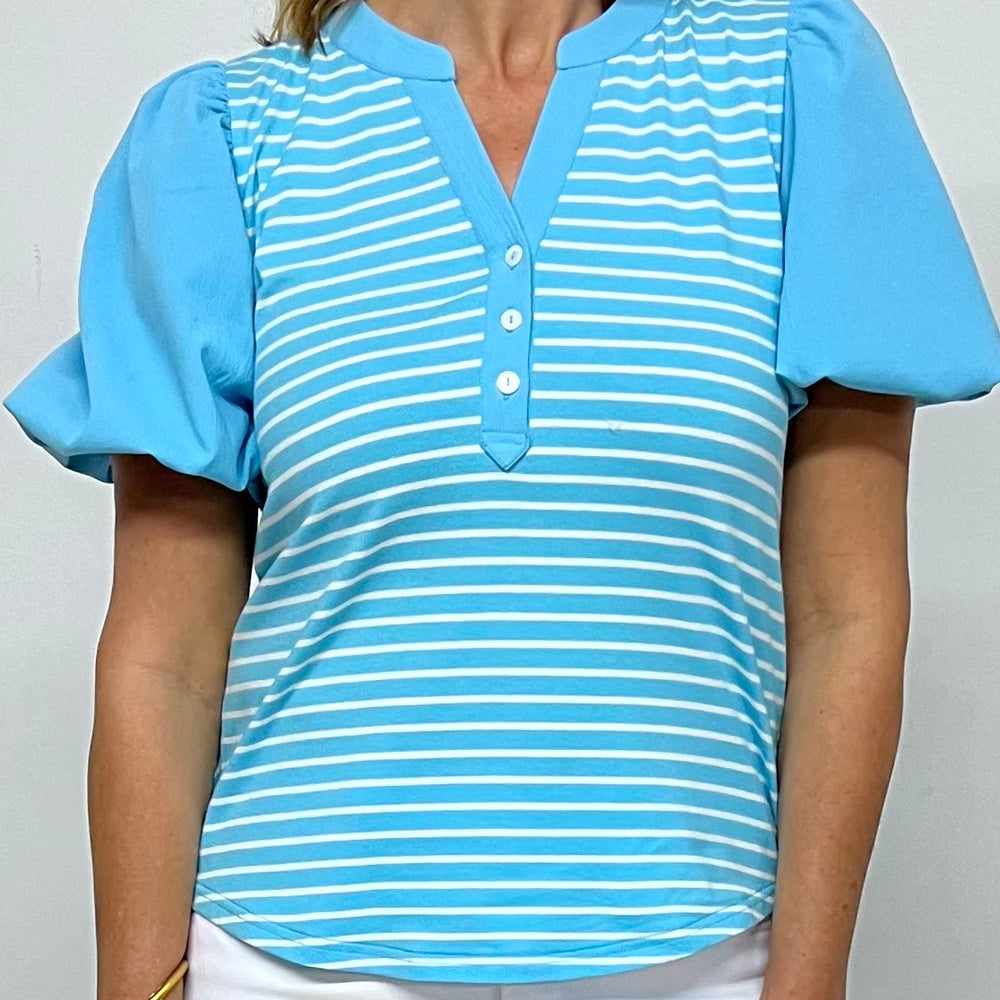 Aqua Water Stripe Top - FINAL SALE