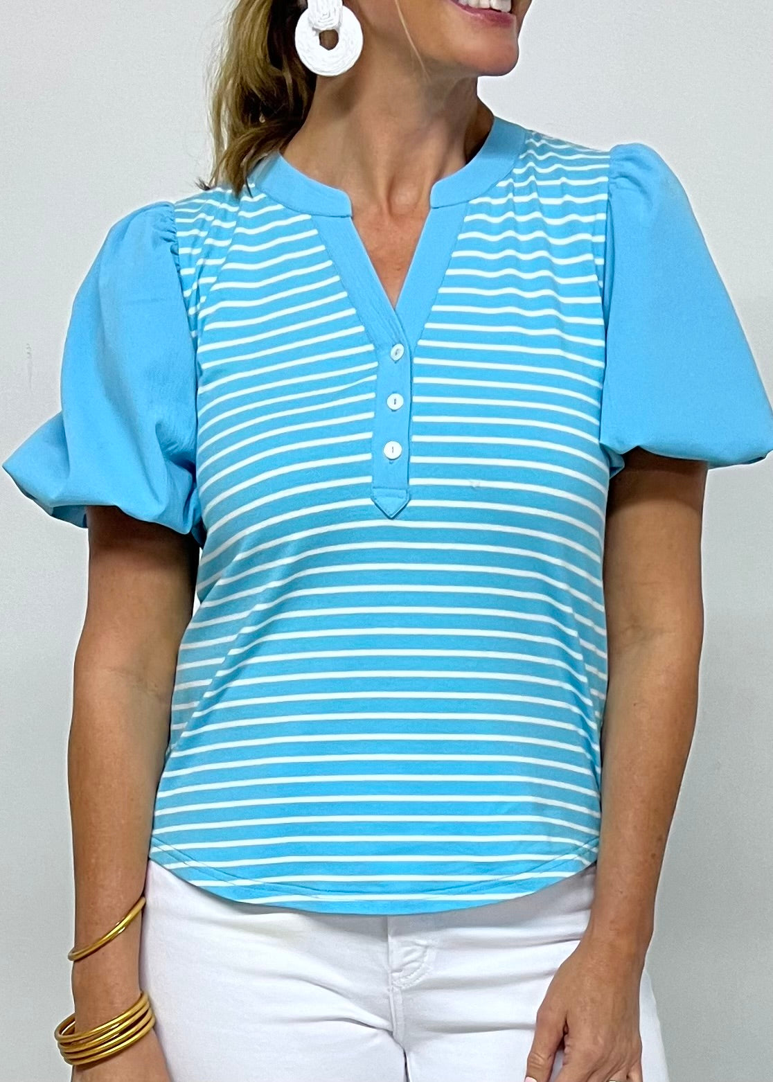 Aqua Water Stripe Top - FINAL SALE