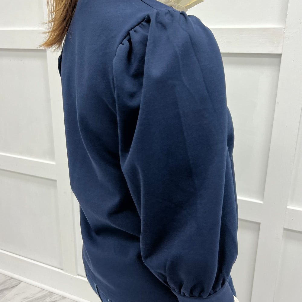 
                  
                    Savannah Stand Up Collar Top (Navy)
                  
                