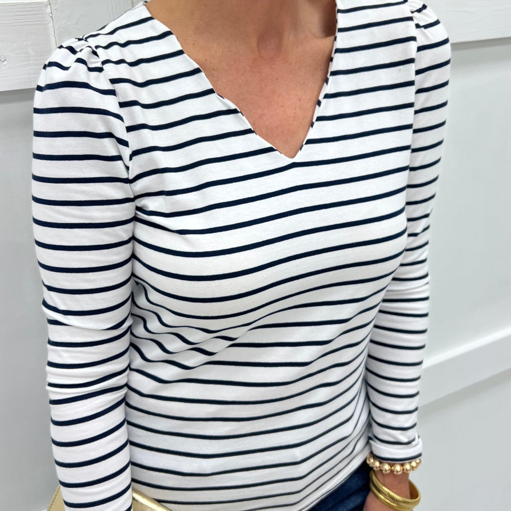 
                  
                    Savannah Stripe + Scallop Top
                  
                