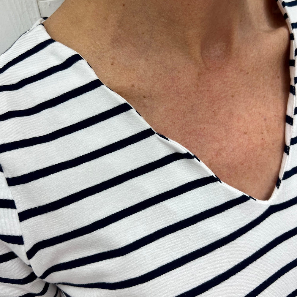 Savannah Stripe + Scallop Top