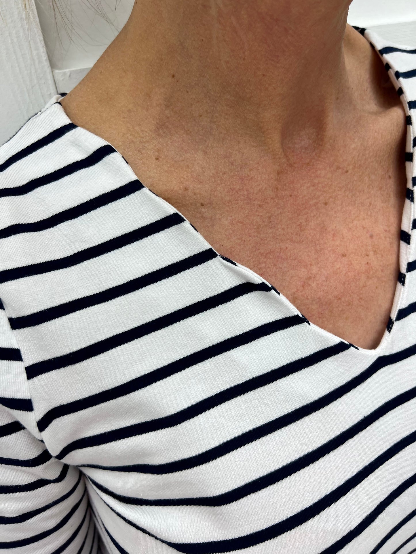 Savannah Stripe + Scallop Top