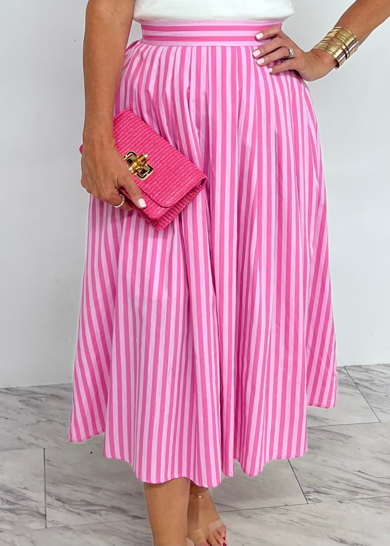 Saylor Stripe Skirt (Pink)
