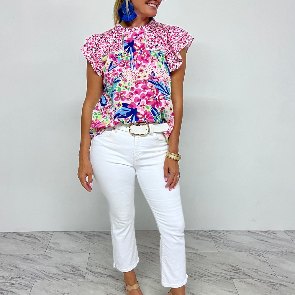 
                      
                        The Jackson Mixed Print Top
                      
                    