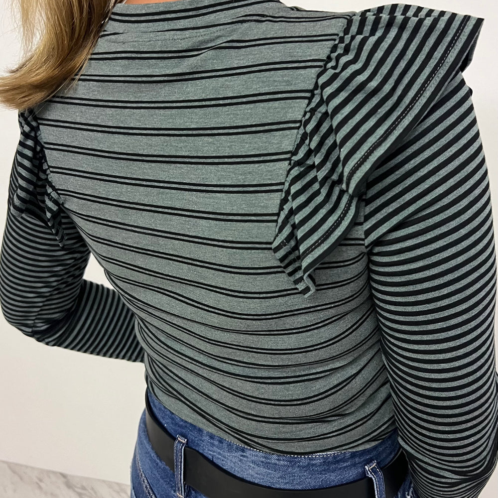 
                  
                    Lucca Mix Striped Ruffle Detail Top-FINAL SALE
                  
                