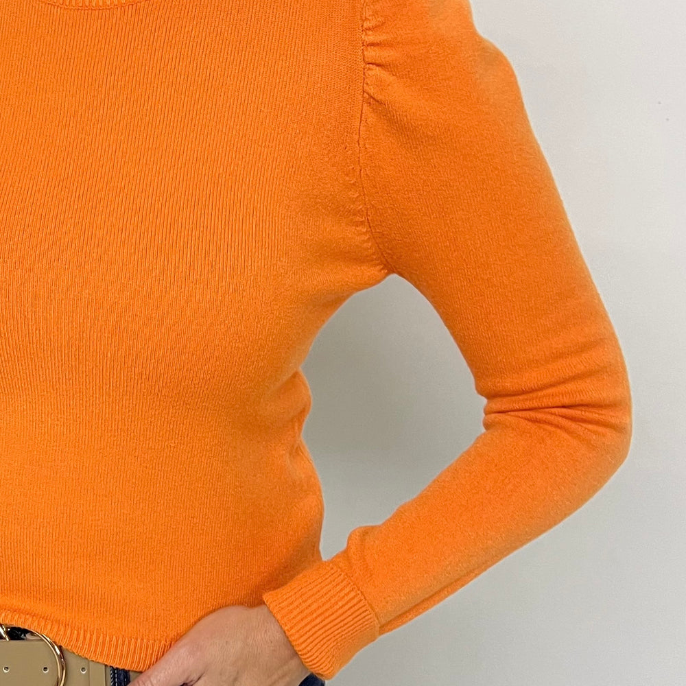 Mercer Puff Sleeve Sweater (Orange)