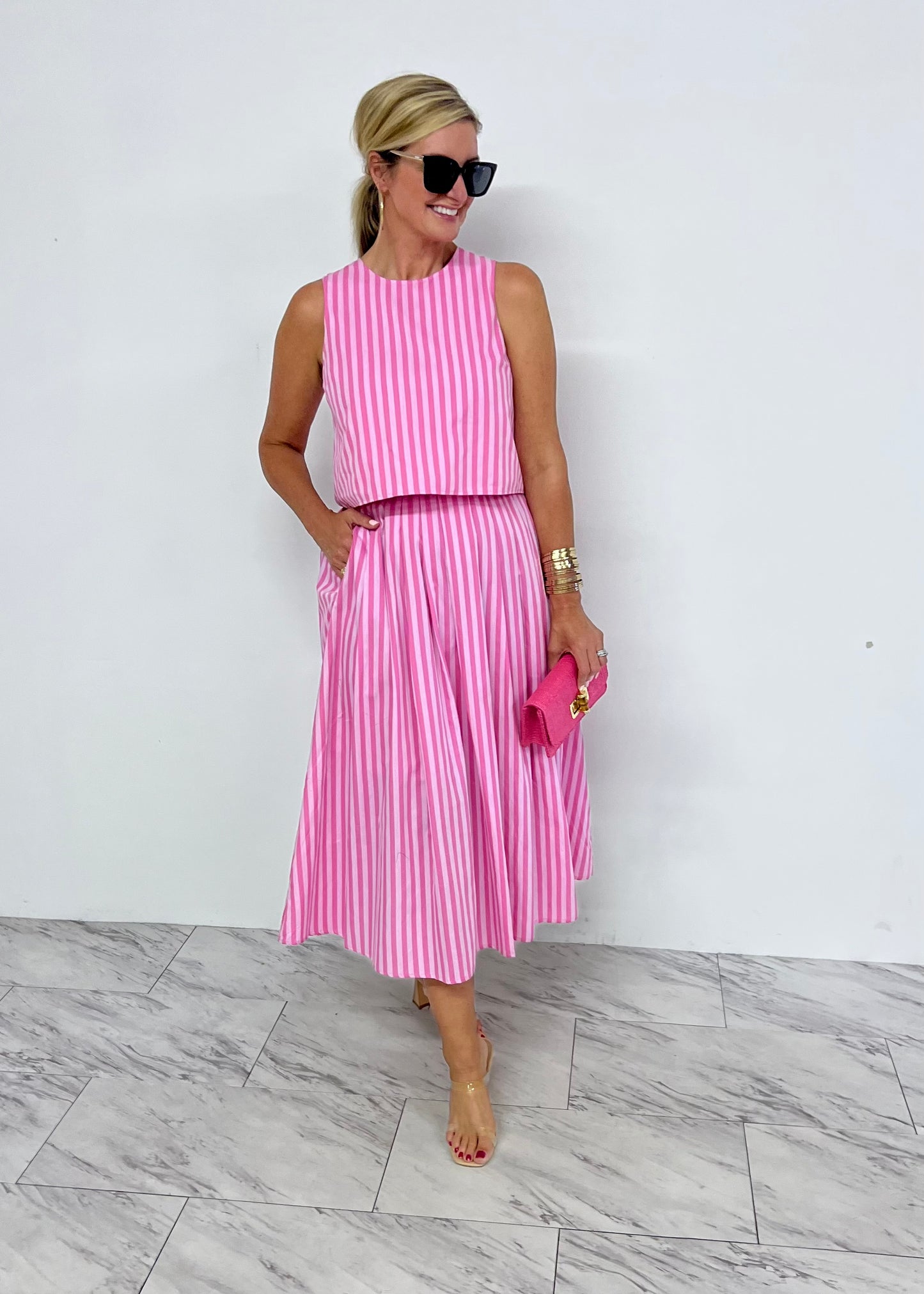 Saylor Stripe Skirt (Pink)