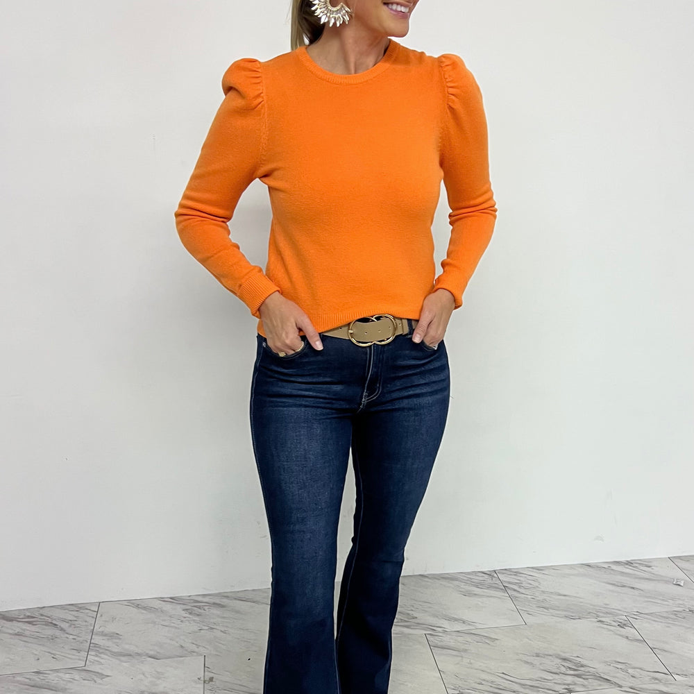 Mercer Puff Sleeve Sweater (Orange)