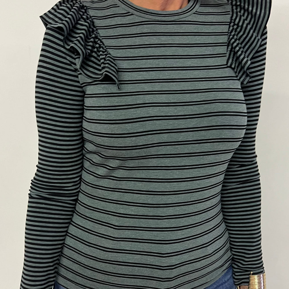 
                  
                    Lucca Mix Striped Ruffle Detail Top-FINAL SALE
                  
                