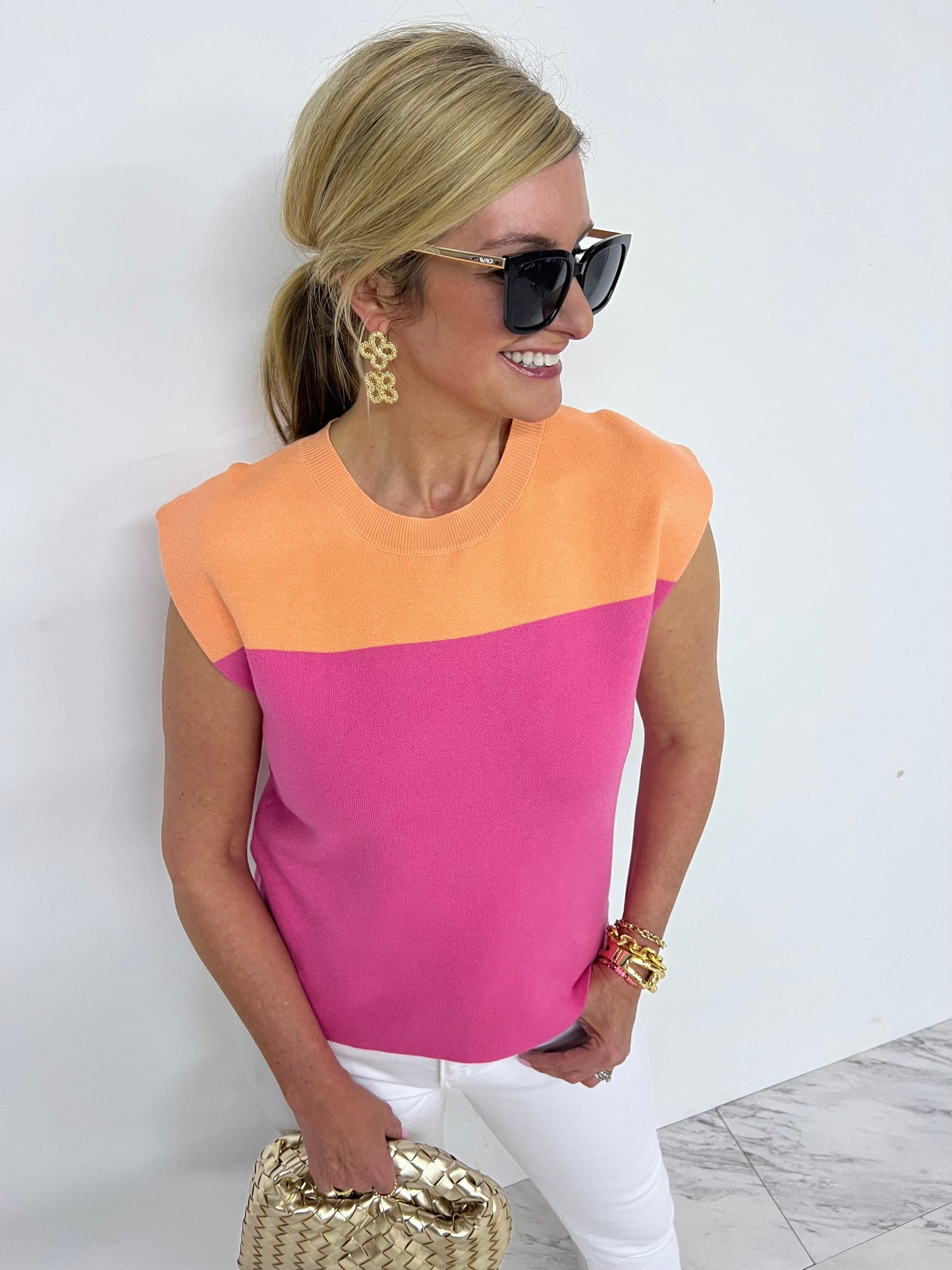 Caroline Colorblock Sleeveless Sweater