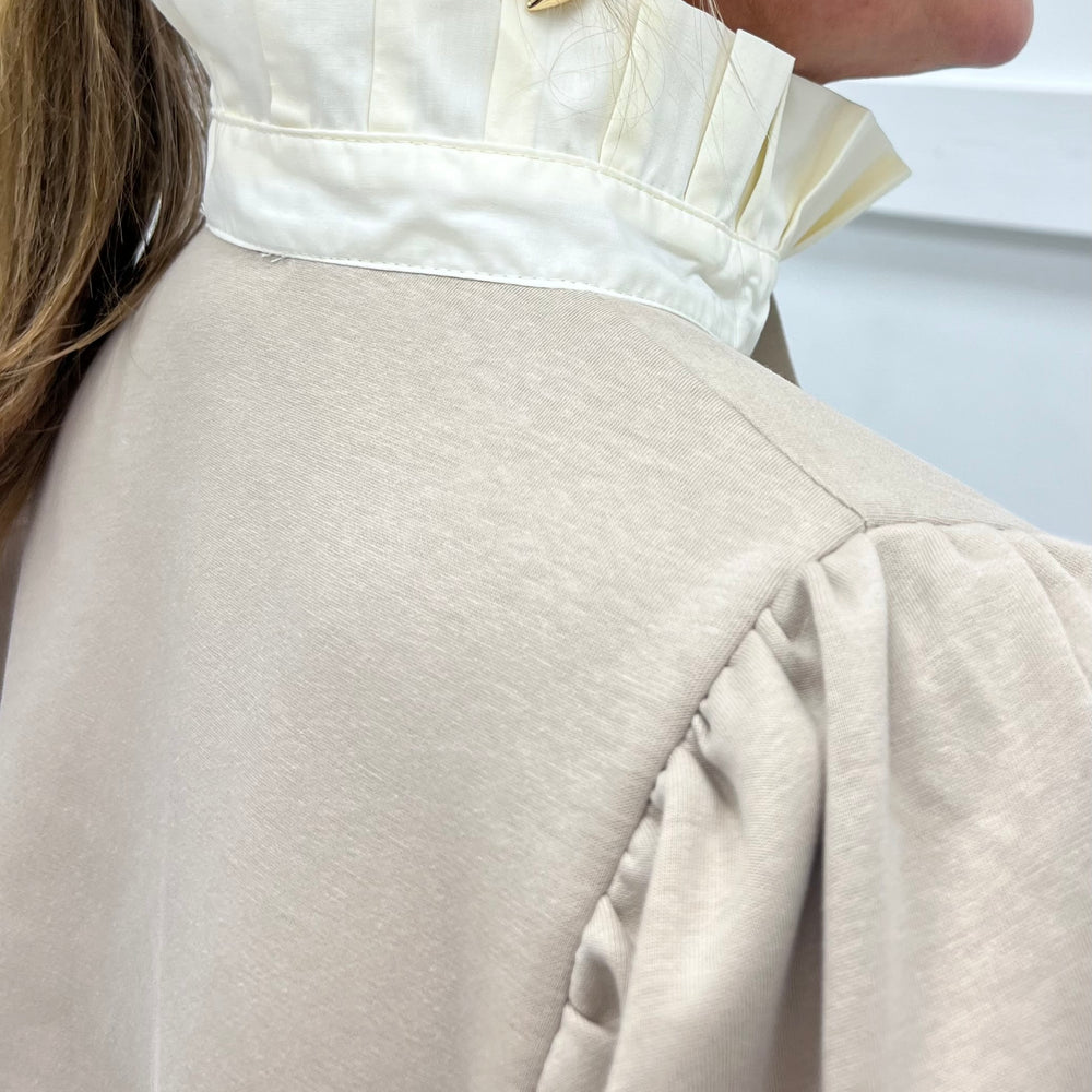 
                  
                    Savannah Stand Up Collar Top (Taupe)
                  
                