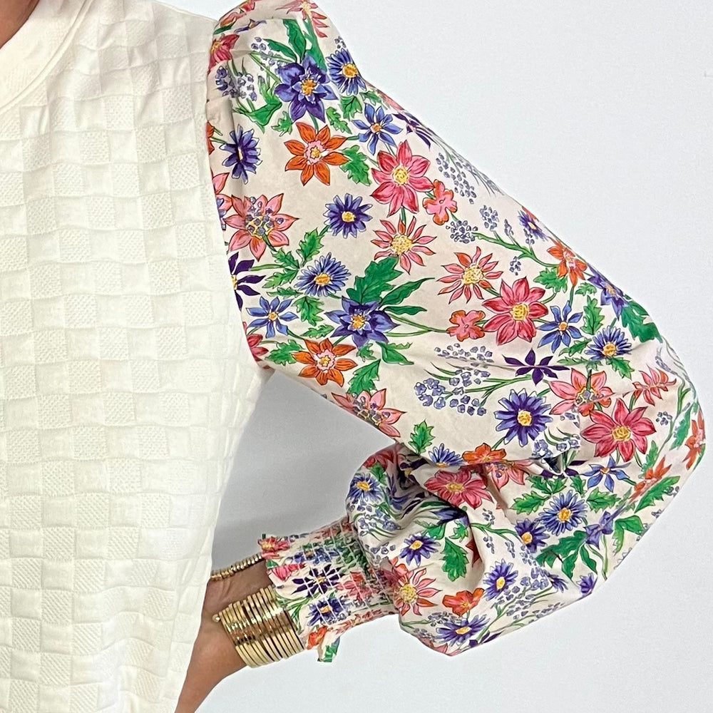 Floral Fascination Textured + Floral Sleeve Top