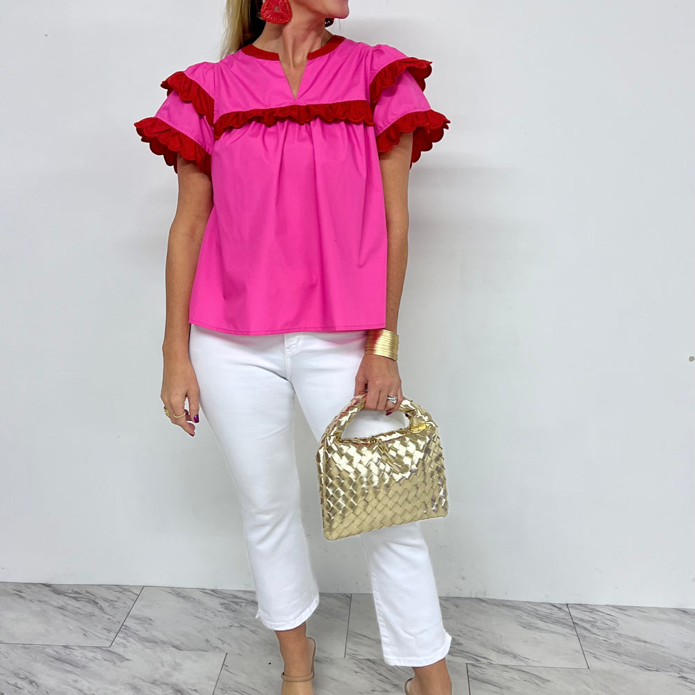 
                  
                    Hello Lovely Scallop Detail Top (Pink Mix)
                  
                