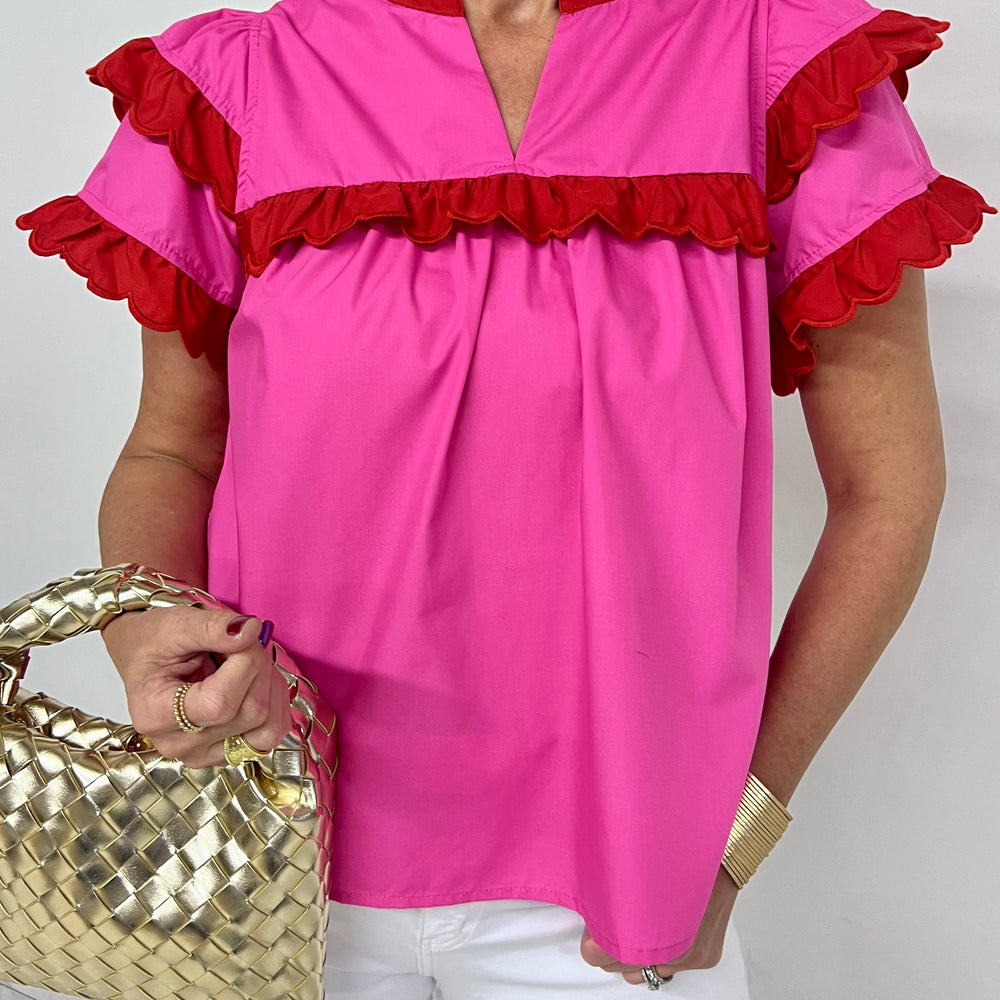 
                  
                    Hello Lovely Scallop Detail Top (Pink Mix)
                  
                