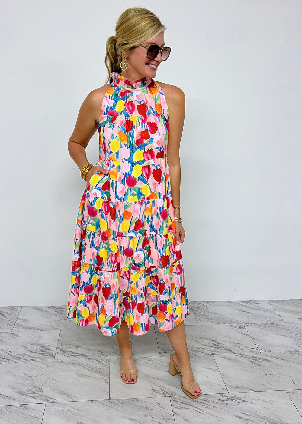 Tilly Floral Halter Dress- FINAL SALE