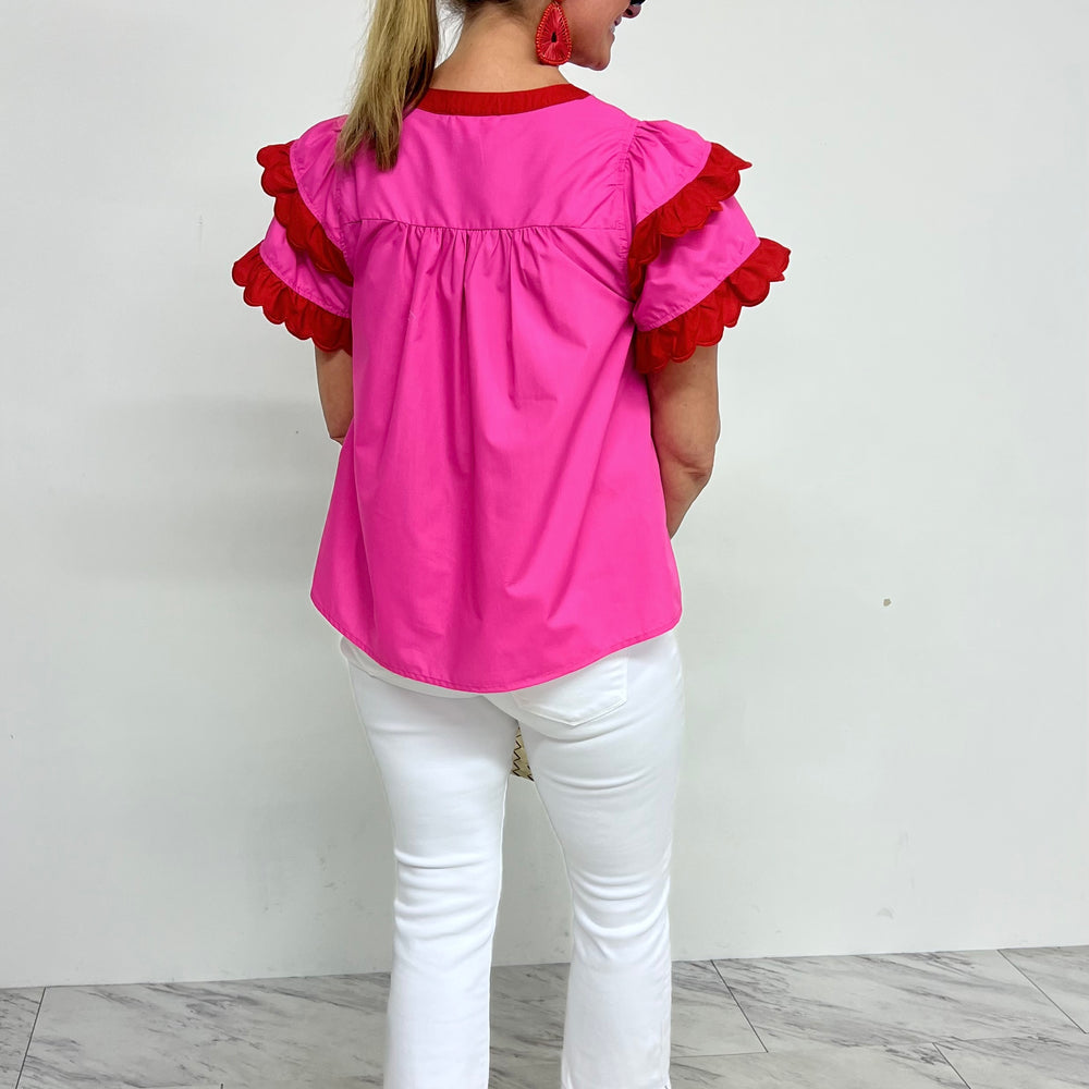 
                  
                    Hello Lovely Scallop Detail Top (Pink Mix)
                  
                