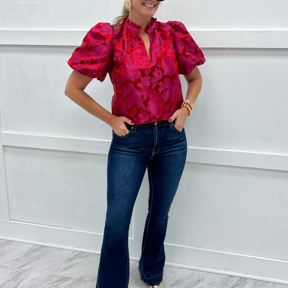 Sugar Plum Petals Jacquard Top