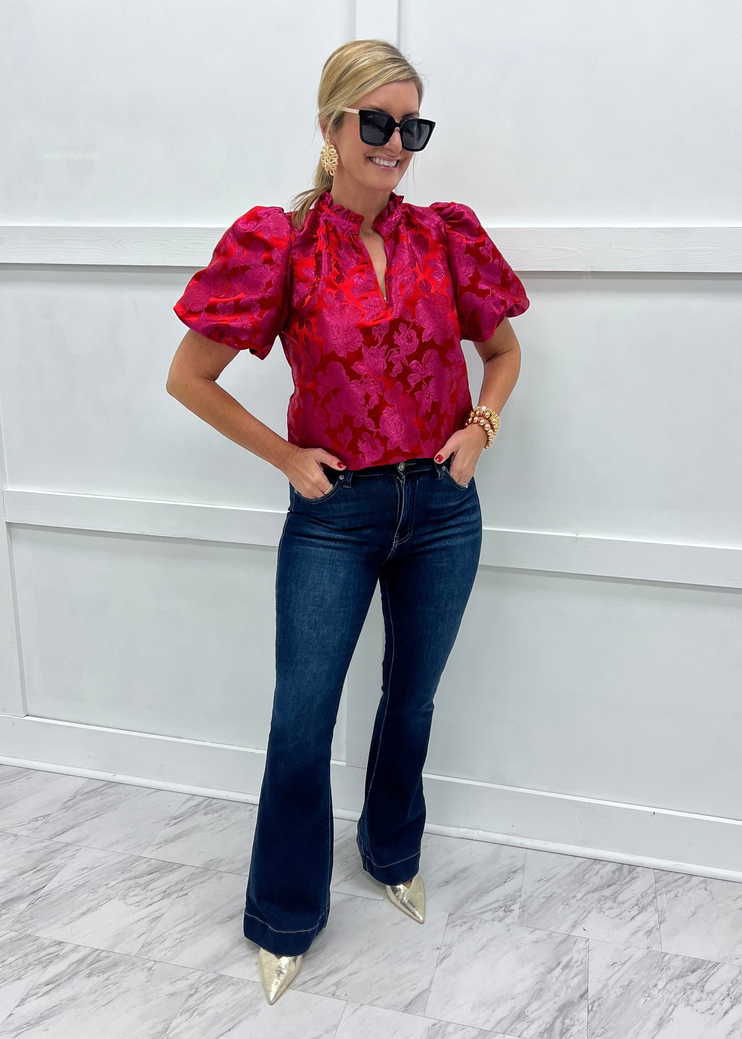 Sugar Plum Petals Jacquard Top