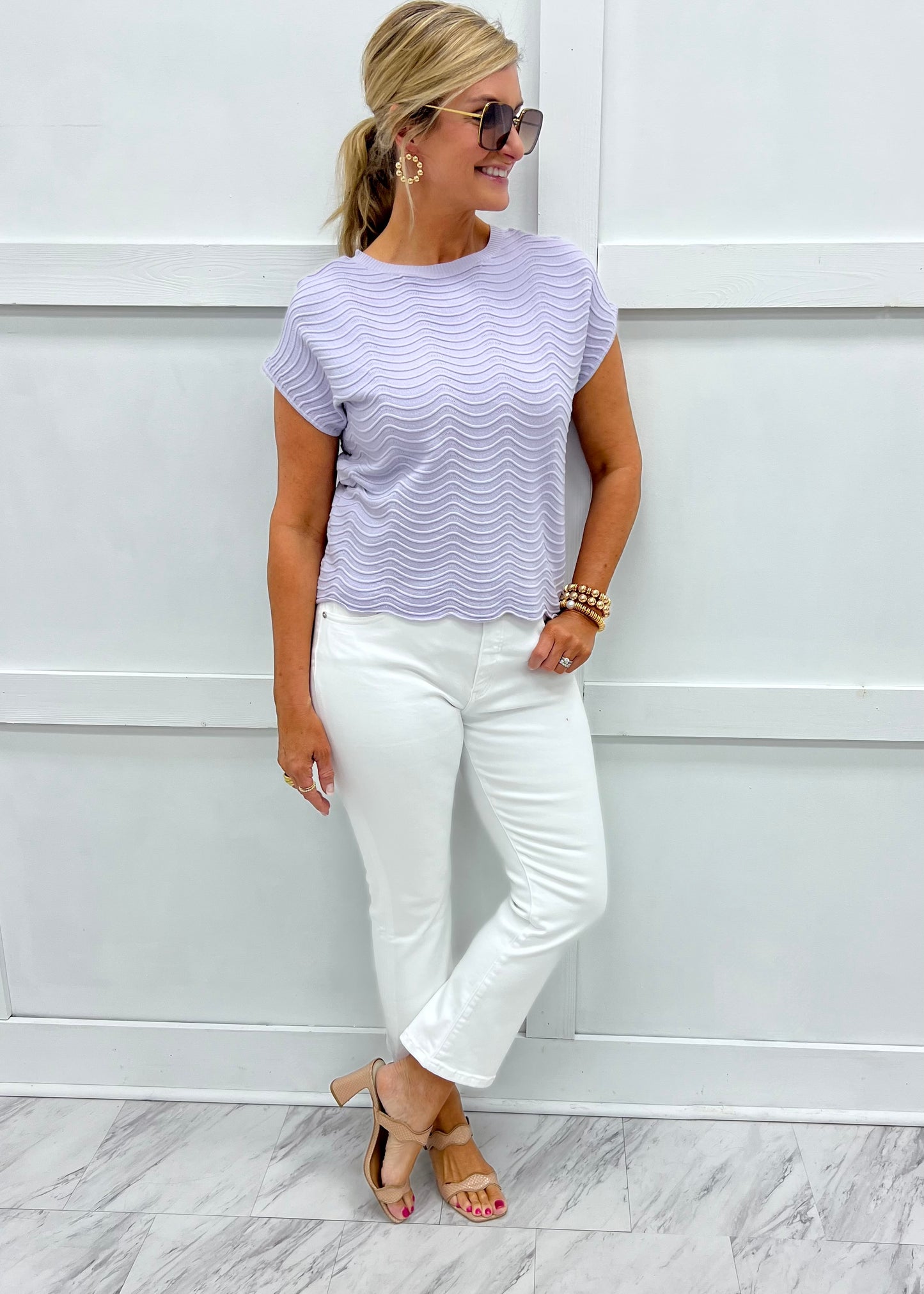 Simone Scallop Pattern Top (Lavender)