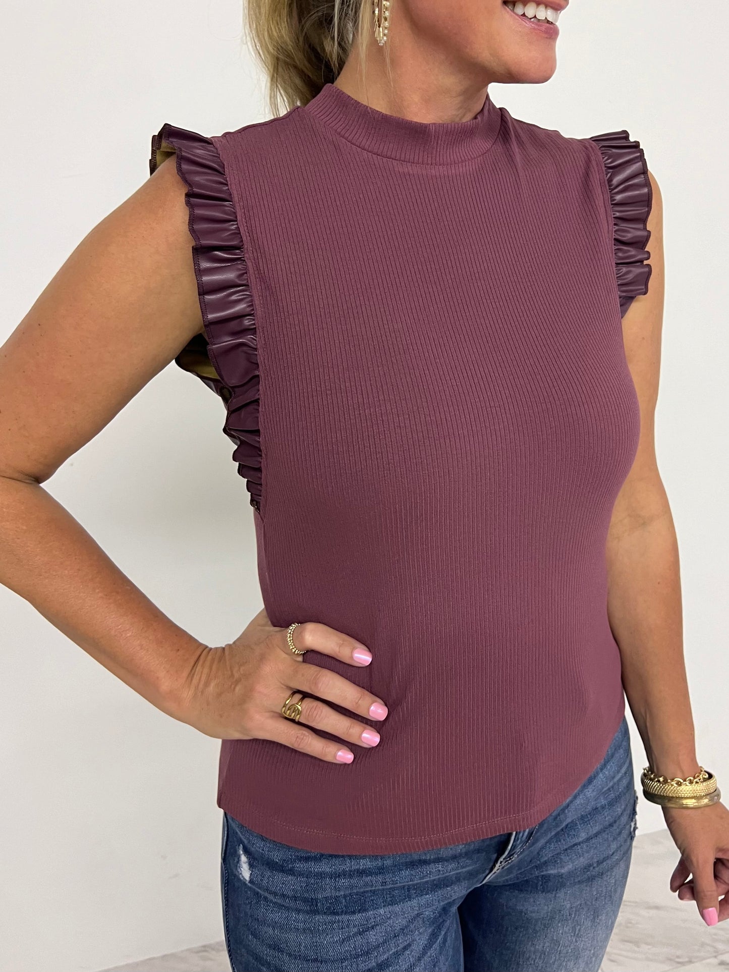 Maddie Ruffle Top (Plum)-FINAL SALE