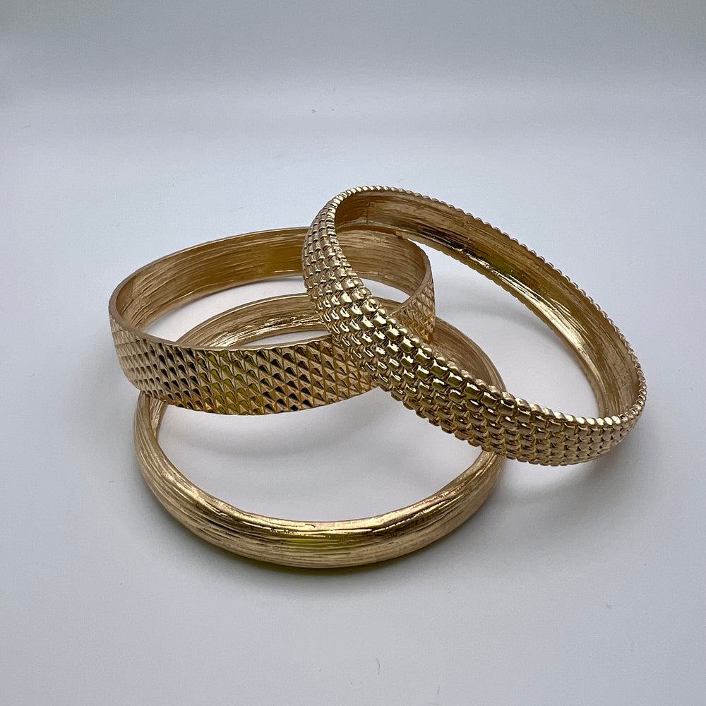 Treasure Textured Gold Bracelet Set