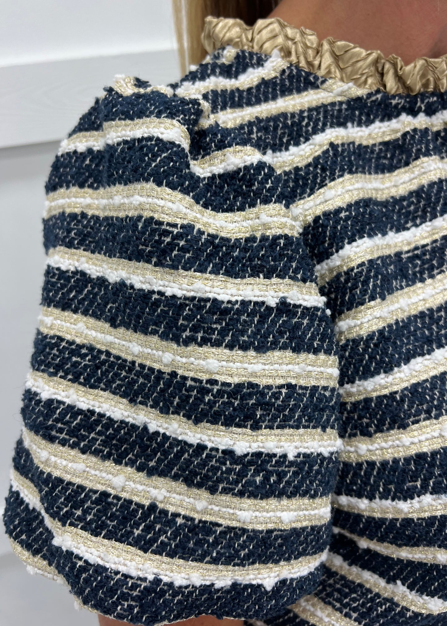 Marlie Metallic Stripe + Textured Top
