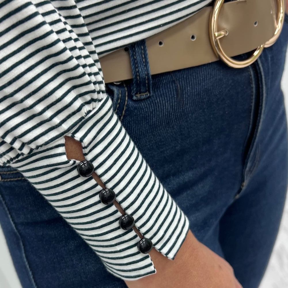 Sullivan Stripe + Button Top